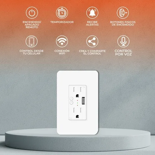 Contacto Pared Inteligente Wi-fi Tecnolite Static Puerto Usb Color Blanco