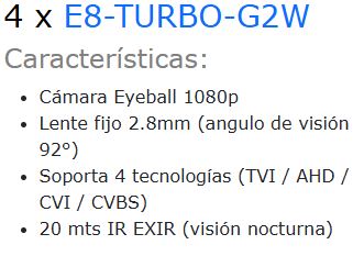 KIT TurboHD 1080p / DVR 4 Canales / 4 Cámaras Eyeball
