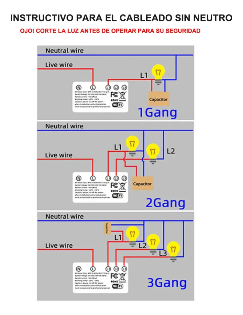 Interruptor Inteligente wifi / Sin Neutro