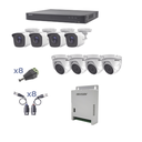 KIT HD 8 Cámaras para Largas Distancias / DVR 8 Canales / Fuente de Poder 