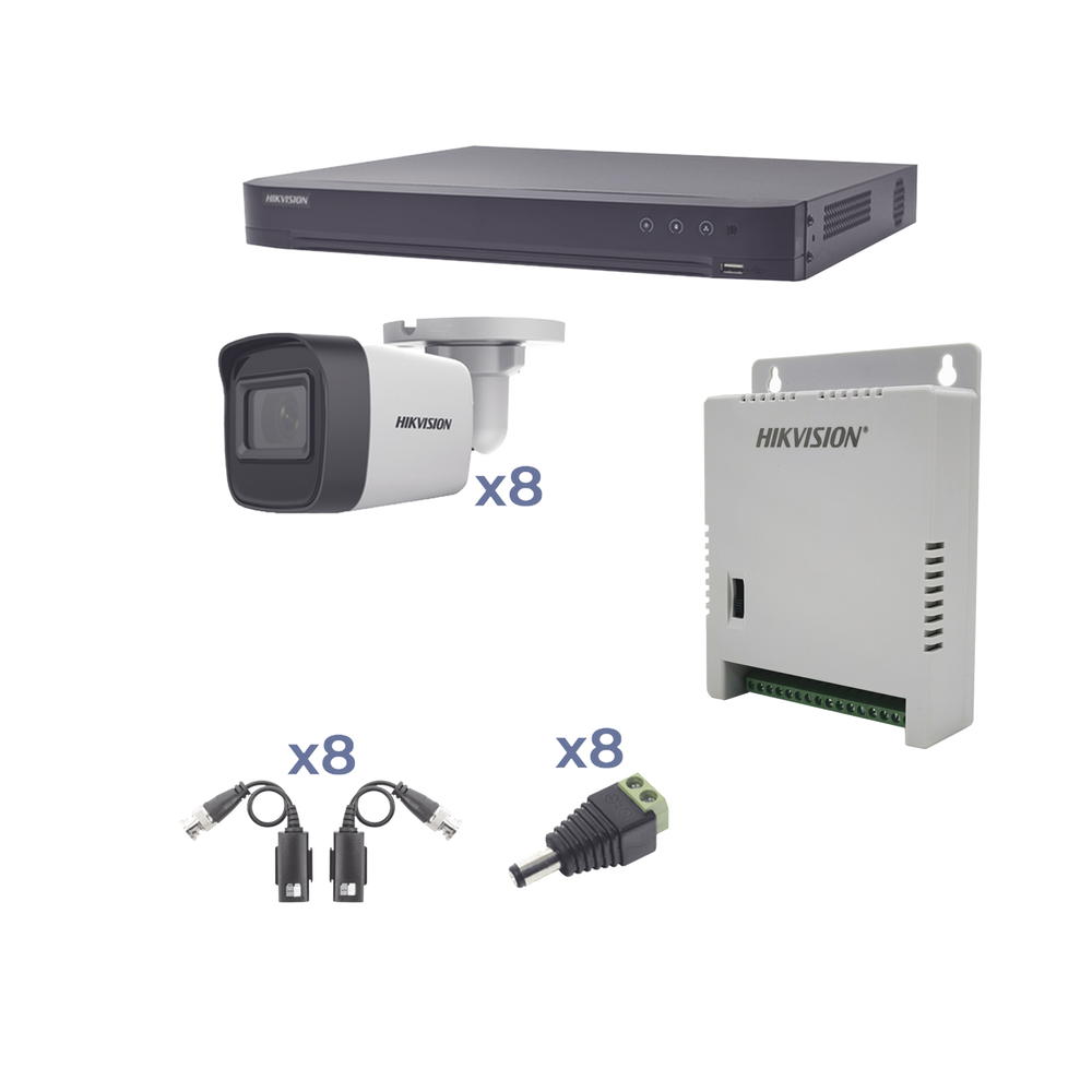 KIT HD 8 Cámaras Bala / DVR 8 Canales para Larga Distancia