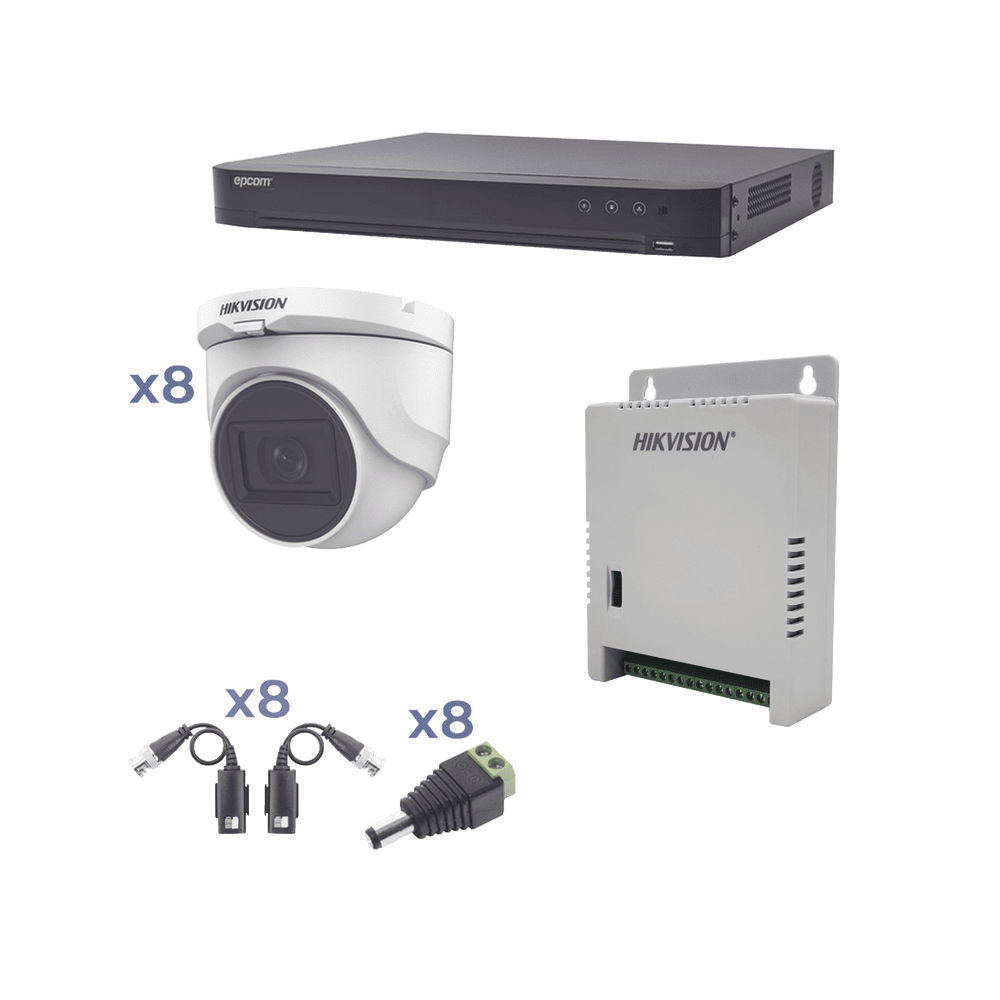 KIT HD 8 Cámaras Turret / DVR 8 Canales para Larga Distancia